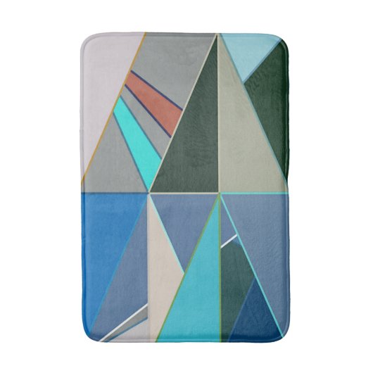 Mid-Century Modern Abstract, Turquoise & Neutrals Badmat (Voorkant Verticaal)
