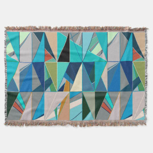 Mid-Century Modern Abstract, Turquoise & Neutrals Deken