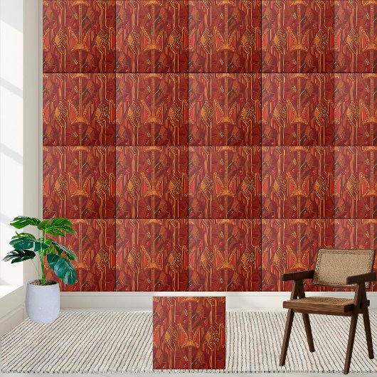 Mid-Century Modern African Textile Pattern Tegel Tegeltje