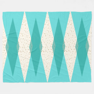 Mid Century Modern Argyle Fleece Blanket