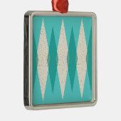 Mid Century Modern Argyle-kerstversiering Metalen Ornament (Rechts)