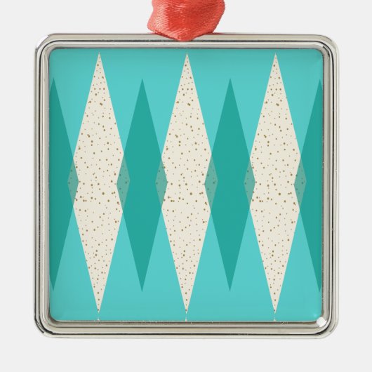 Mid Century Modern Argyle-kerstversiering Metalen Ornament (Voorkant)