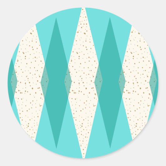 Mid Century Modern Argyle Round Stickers (Voorkant)