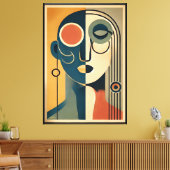 Mid Century Modern Art Abstract non-conforming Canvas Afdruk (Insitu (Woonkamer))