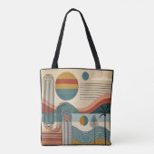 Mid Century Modern Art Beach Sunrise Draagtas (Achterkant)