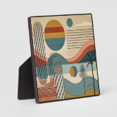 Mid Century Modern Art Beach Sunrise Fotoplaat (Voorkant)