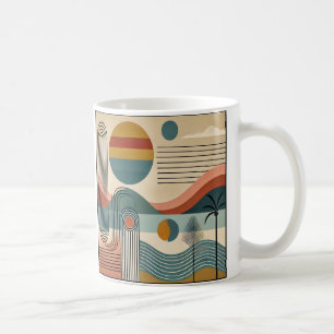 Mid Century Modern Art Beach Sunrise Koffiemok