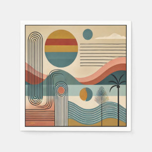 Mid Century Modern Art Beach Sunrise Servet