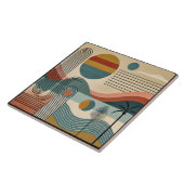 Mid Century Modern Art Beach Sunrise Tegeltje (Zijkant)