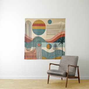 Mid Century Modern Art Beach Sunrise Wandkleed