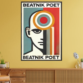 Mid Century Modern Art Beatnik Poet Canvas Afdruk