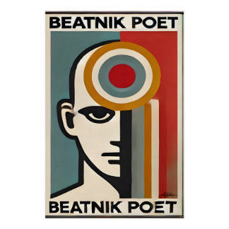 Mid Century Modern Art Beatnik Poet Perfect Poster