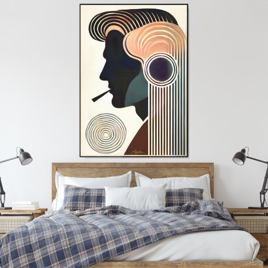 Mid Century Modern Art Contemplation Canvas Afdruk (Insitu (Slaapkamer))