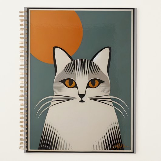 Mid Century Modern Art De grijze kat Planner (Voorkant)