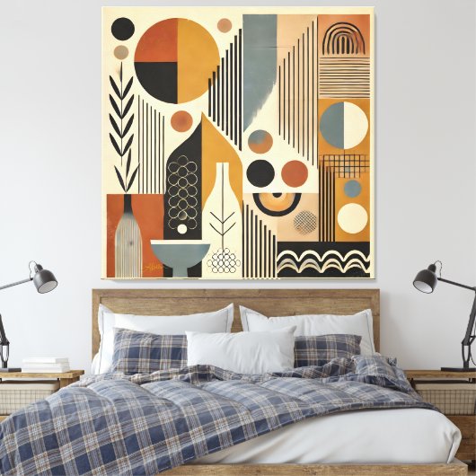 Mid Century Modern Art Herfst Oogst Canvas Afdruk (Insitu (Slaapkamer))