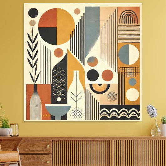 Mid Century Modern Art Herfst Oogst Canvas Afdruk (Insitu (Woonkamer))