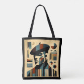 Mid Century Modern Art Man met een baret Draagtas (Achterkant)