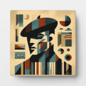 Mid Century Modern Art Man met een baret Fotoplaat (Voorkant)