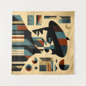 Mid Century Modern Art Man met een baret Wandkleed (Voorkant (horizontaal))