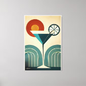 Mid Century Modern Art Mountain Sunrise Martini Canvas Afdruk (Voorkant)