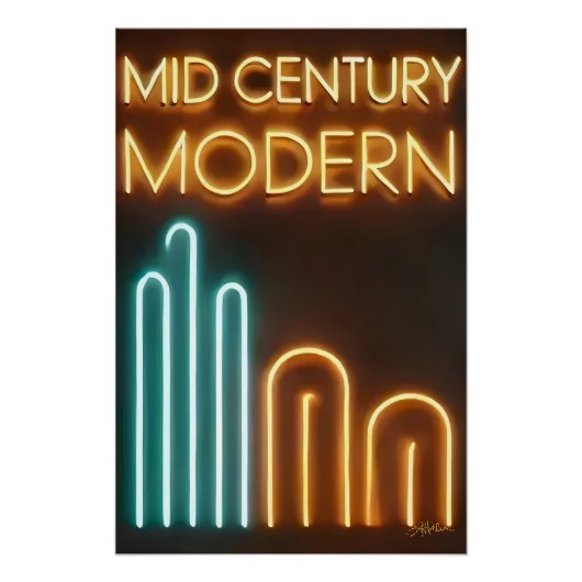 Mid Century Modern Art Neon Sign Design Perfect Poster (Voorkant)