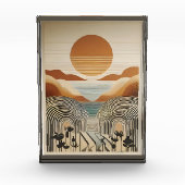 Mid Century Modern Art Spring Valley Lake Sunset Fotoblokken (Voorkant)