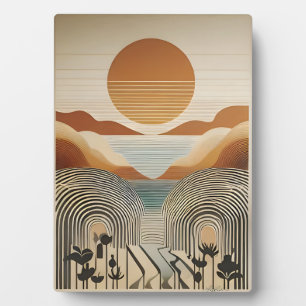 Mid Century Modern Art Spring Valley Lake Sunset Fotoplaat