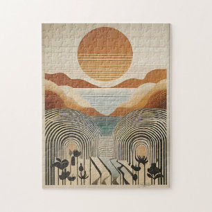 Mid Century Modern Art Spring Valley Lake Sunset Legpuzzel