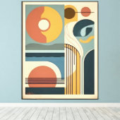 Mid Century Modern Art Sunrise Sunset Canvas Afdruk (Insitu (Houten vloer))