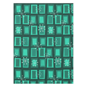 Mid Century Modern Art 'Wonky Doors' Blauwgroen Tafelkleed