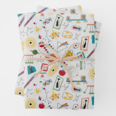 Mid Century Modern Atomic Age STEM-fysica Scatter Inpakpapier Vel (In situ)