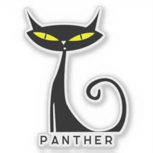 Mid Century Modern Atomic Black Cat Sticker