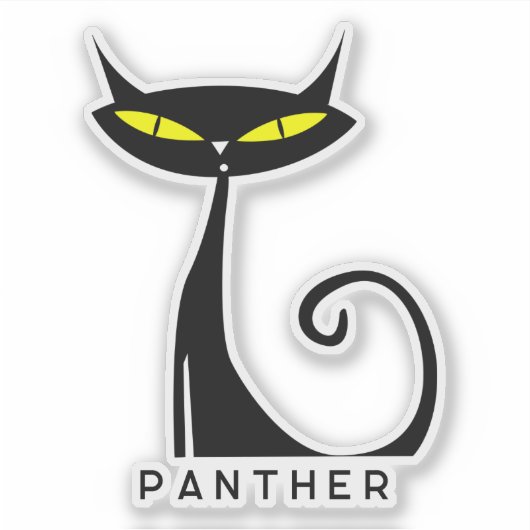  Mid Century Modern Atomic Black Cat Sticker (Voorkant)