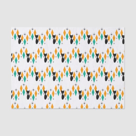 Mid Century Modern Atomic Diamonds Starbursts Tissuepapier (Voorkant)