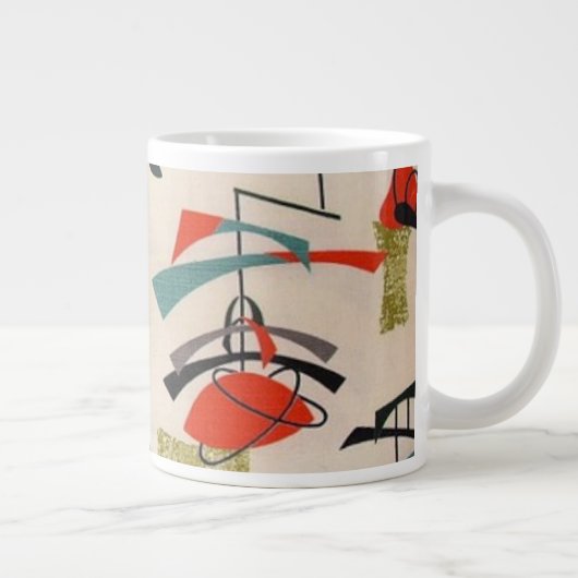 Mid Century Modern Atomic Fabric Jumbo Mok (Rechts)