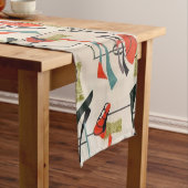 Mid Century Modern Atomic Fabric Table Runner Korte Tafelloper (Voorbeeld)