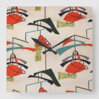 Mid Century Modern Atomic Fabric Wall Clock
