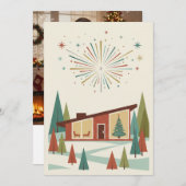 Mid-Century Modern Atomic Starburst Personalized Feestdagenkaart (Voorkant / Achterkant)