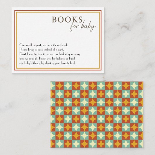 Mid-Century Modern Baby shower Book Request Kaart (Voorkant / Achterkant)