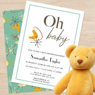 Mid-Century Modern Baby shower Invitation - Retro Kaart