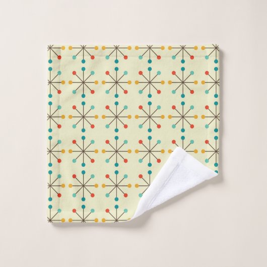 Mid-Century Modern Bath Towel, Starburst Pattern Bad Handdoek (Wasdoekje)