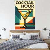 Mid Century Modern Bauhaus Cocktail Hour Martini Canvas Afdruk (Insitu (Slaapkamer))