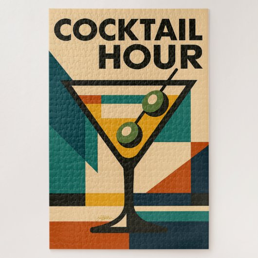 Mid Century Modern Bauhaus Cocktail Hour Martini Legpuzzel (Verticaal)
