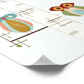 Mid Century Modern Birch Trees and Owls Poster (Hoek)