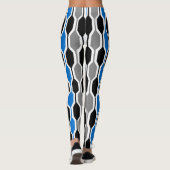 Mid-Century Modern Black, Blue en Grey Hexagons Leggings (Achterkant)