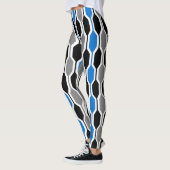 Mid-Century Modern Black, Blue en Grey Hexagons Leggings (Links)