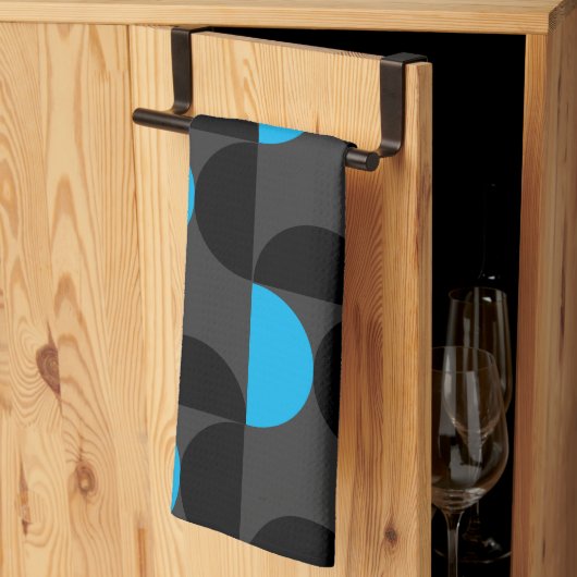 Mid-Century Modern Black blue en Grey Theedoek (Derde Gevouwen)