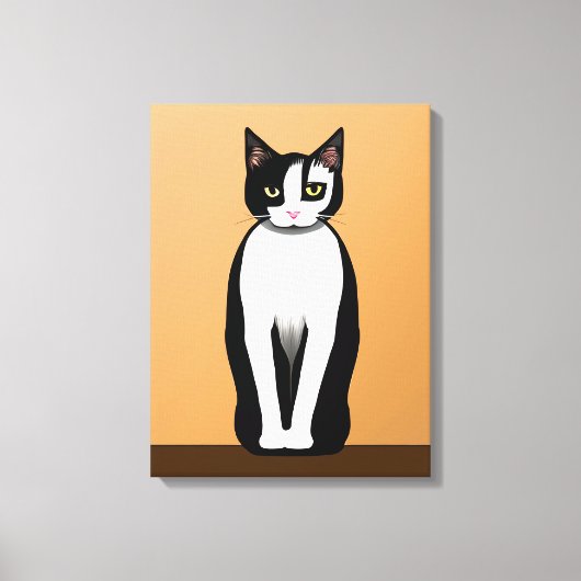 Mid Century Modern Black en White Cat Canvas Afdruk (Voorkant)