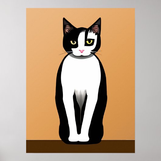 Mid Century Modern Black en White Cat Poster (Voorkant)