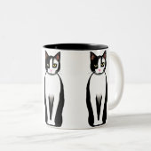 Mid Century Modern Black en White Cat Tweekleurige Koffiemok (Voorkant rechts)